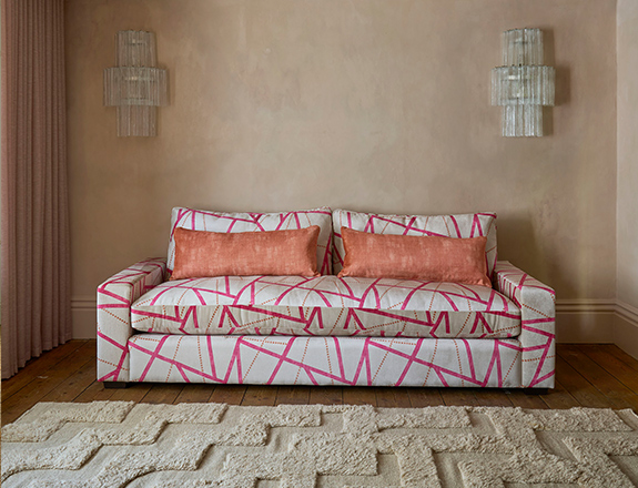 Linear 4 seater sofa in Harpers Bazaar Rhythm Mulberry